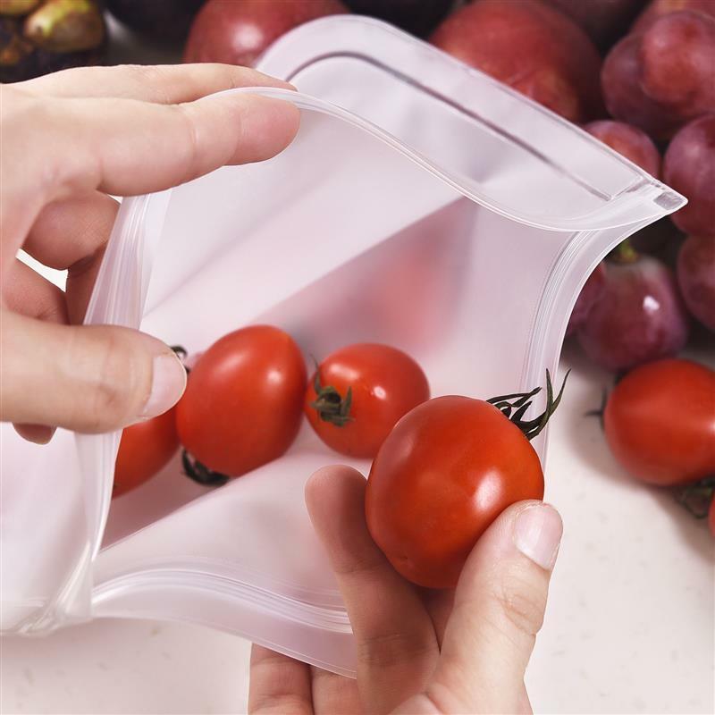 실리콘 식품 저장 용기 누수 방지 용기 재사용 가능한 스탠드 업 지퍼 차단 백 컵 신선한 가방 식품 보관 가방 신선한 포장