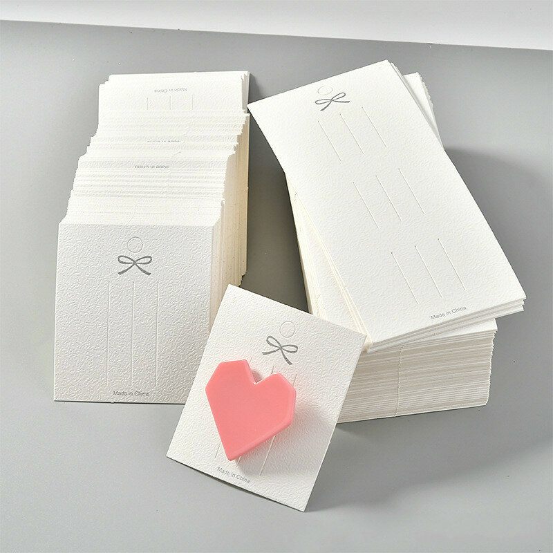100pcs White Blank Hair Clip Paper Cards Hair Accessories Jewelry Display Card Fashion Hair Clip Holder Packaging Plastic Bag
