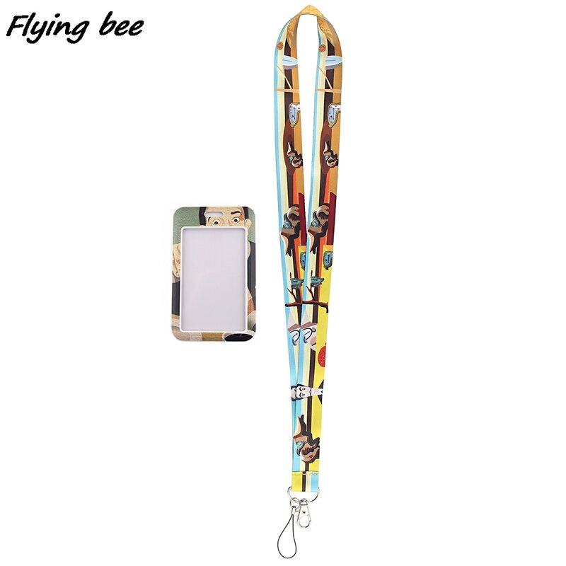 Flyingbee x1340 cordão de pescoço para chaveiro, cordão com pintura de memória eterna para chaves de celular, cartão de identificação e emblema criativo