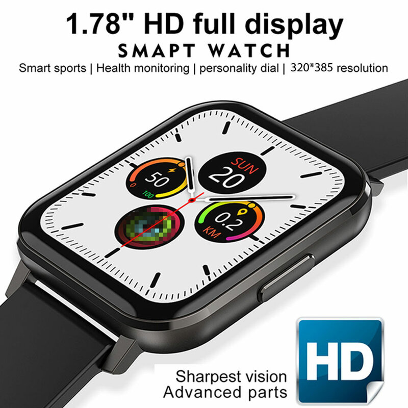 Dtx relógio inteligente homem mulher 2020 novo hd 1.78 polegada tela sensível ao toque completo 320*380 ecg monitor de freqüência cardíaca smartwatch pk w68 iwo max p8 k8