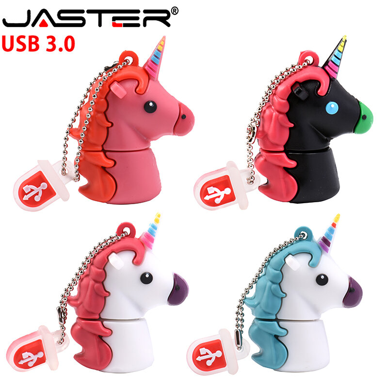 Jaster 3.0 dos desenhos animados unicórnio branco minion usb flash drive capacidade real bonito cavalo caneta drive 4g 8g 16g 32g 64g memória flash u disco