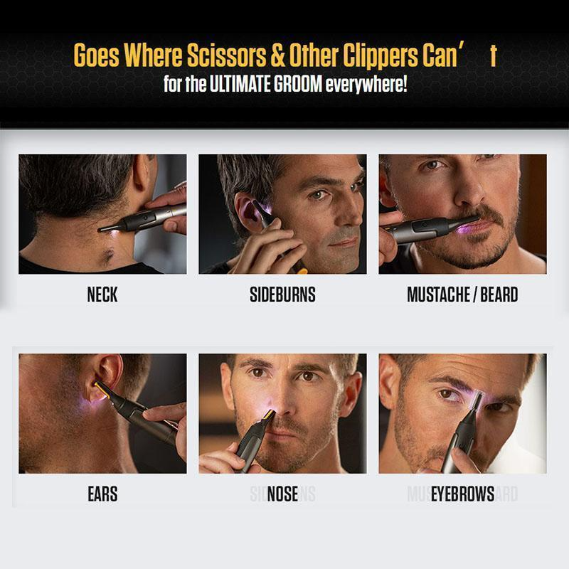 Ultra-fino precisão trimmer orelha nariz aparador de pêlos clipper profissional sobrancelha facial para homens mulher depilação com luz led