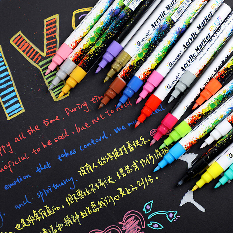 GN 0,7 мм акриловая ручка для рисования, 12/18 цветов, маркерная ручка, художественный маркер, ручка для керамической искусственной фарфоровой к...