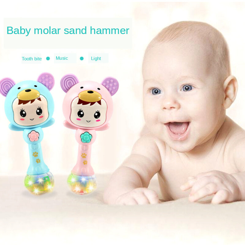 Grzechotka kojąca zabawka dla niemowlęcia na ząbkowanie muzyka rytm kij 0-1 lat dziecko gryzak edukacyjne zabawki dla dzieci grzechotka do ręki