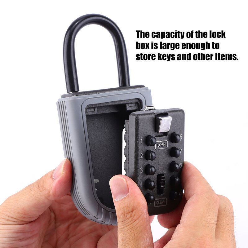Caja de seguridad con llave de combinación de dígitos para exteriores, caja de seguridad con bloqueo de llave montada en la pared, duradera, de alta seguridad
