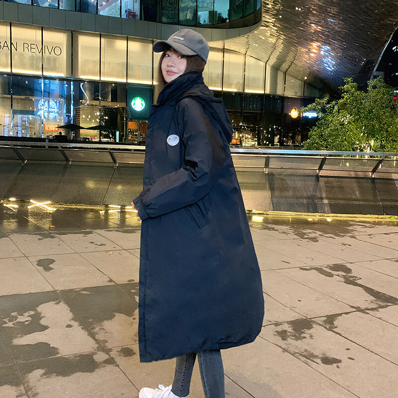 Baumwolle Gepolsterte Kleidung Padded Jacke frauen Winter Mantel der 2021 Neue Koreanische Lose Kreuz Grenze Unten Lange Knie Baumwolle