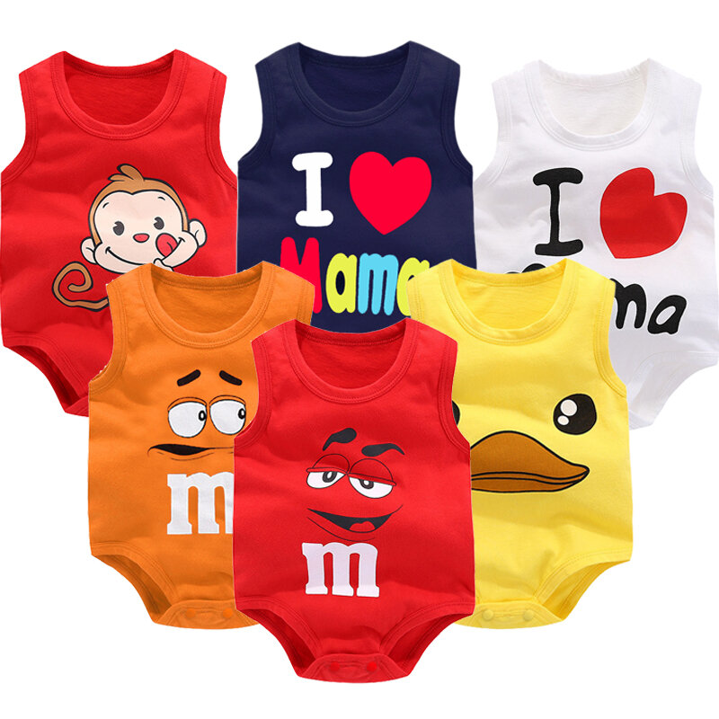 Neugeborenen Baby Jungen Mädchen Cartoon Baumwolle Body Infant Baby Tasche Furz Ärmellose Weste Overall Sommer Dünne Pinguin Pyjamas Outfit