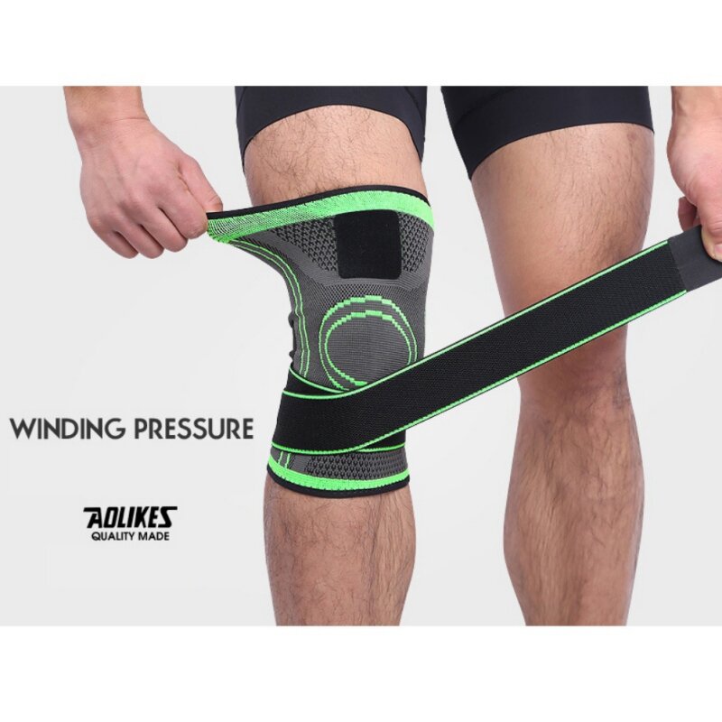 3D Bertekanan Kebugaran Menjalankan Bersepeda Perban Pelindung Kaki Pad Nilon Elastis Olahraga Kompresi Lutut Cap 1PC
