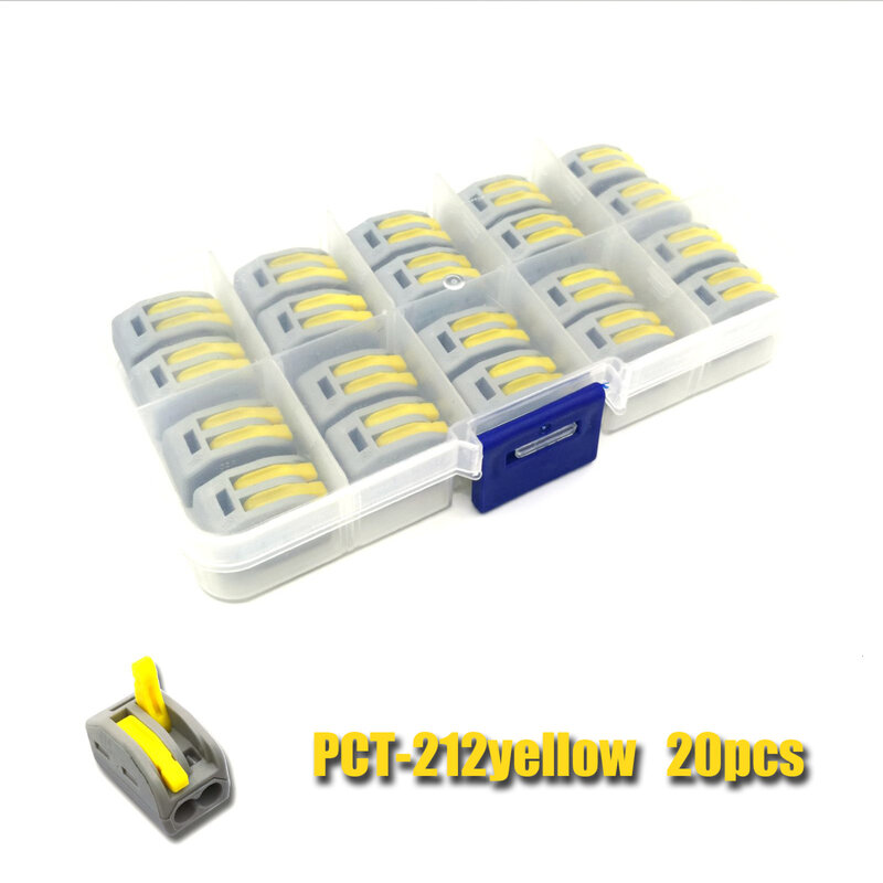 Juego de conectores de cable, caja universal compacta, iluminación de bloques de terminales, conector amarillo para 3 habitaciones, conector rápido híbrido 222-212