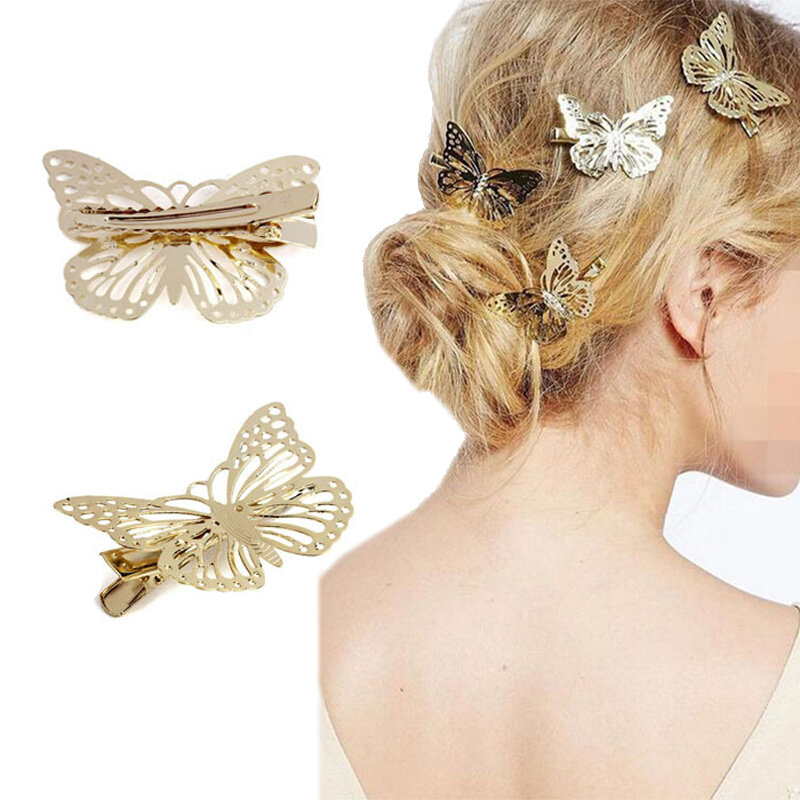 ホット販売蝶のヘアクリップ女性女の子中空立体ヘアピン、ヘアアクセサリー髪飾り