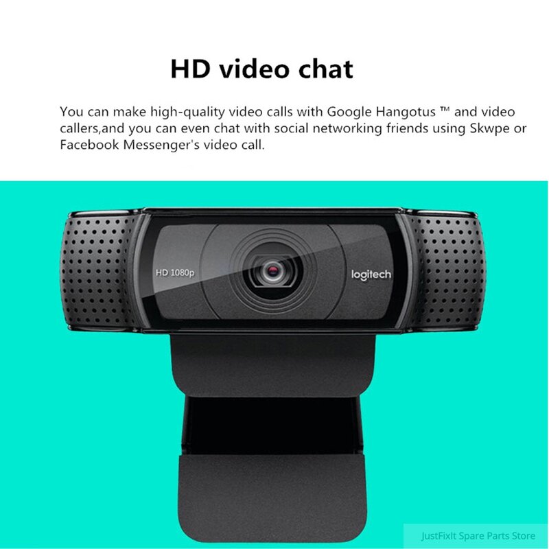 Desktop or Laptop Webcam Logitech C920e Webcam Widescreen Video Calling and Recording 1080p Camera,