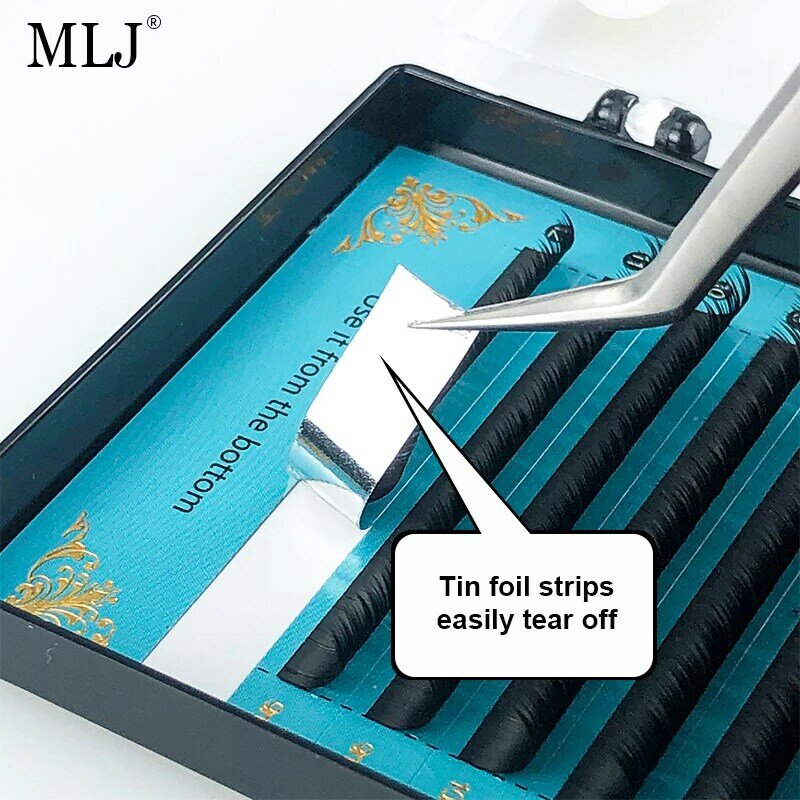 MLJ 속눈썹 메이크업 플랫 속눈썹 연장 스플릿 팁 내추럴 날씬한 인조 속눈썹 직업 J B C D L LC LD 컬 플랫 속눈썹