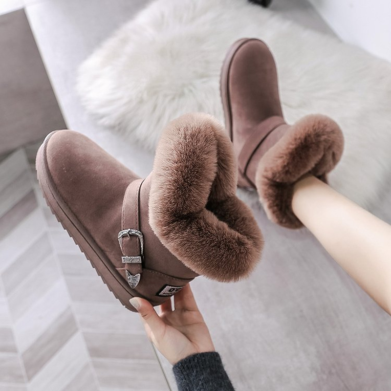 2022 inverno botas de neve sapatos mulher nova mulher tornozelo boot moda mais tamanho plana botas camurça senhoras sapatos de algodão botas femininas