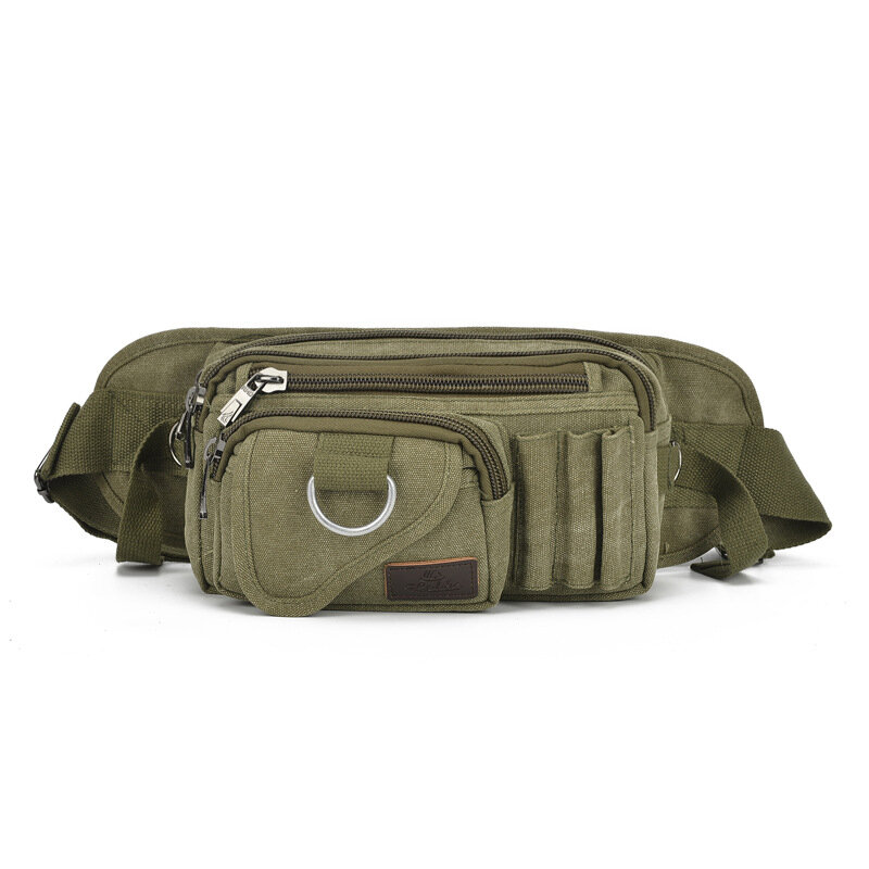 JCHENSJ Canvas Man's Waist Bags Casual Large Capacity Multiple Pockets Male Panny Pack Fashion Solid Belt Bags For Man Outdoor