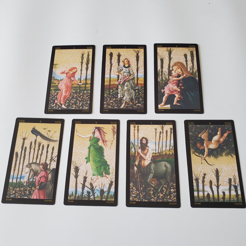Jeu de Tarot Botticelli doré, 12x7 cm, édition anglaise, jeu de société mystérieux, cartes de fête en famille