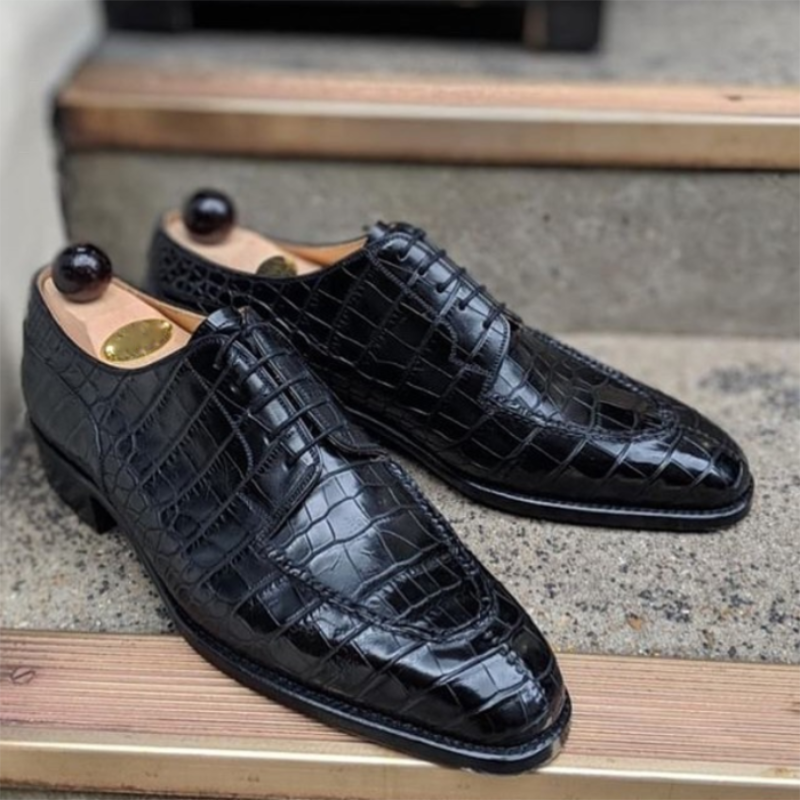 Zapatos hechos a mano para hombre, calzado de vestir informal, Oxford, tendencia de moda, con cordones, Retro, clásico, PU, negro, XM479