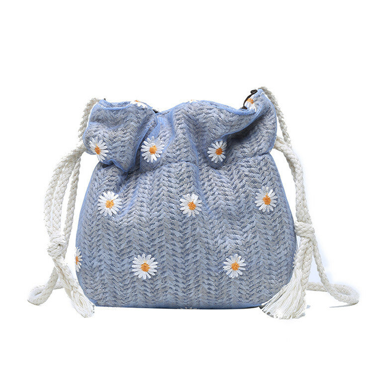 Straw+lace Women Handbag Kid Girl Straw Shoulder Bag Crossbody Small Bag For Children Hand Woven Bohemia Rattan Wicker Beach bag