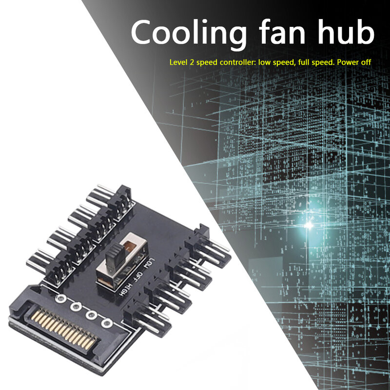 Multi Way Splitter Cooler Cooling Fan Hub Pc Komputer Sata 1 Tot 8 3 Pin 12V Power Socket PCB Adapter 2 Level Speed Controller
