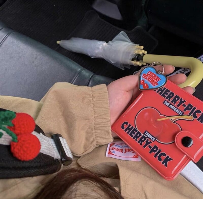 Bentoy Korea Rote Kirsche Kurze Brieftasche Für Mädchen Nette Gelee Herz Tasche Anhänger Karte Halter Fall Tasche Frauen Kawaii Kleine mini Brieftaschen