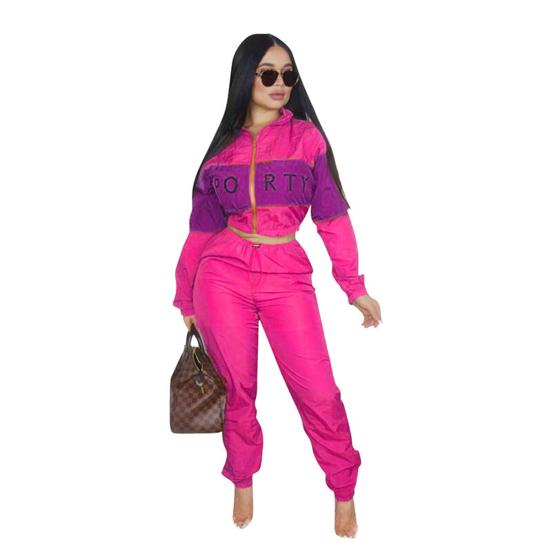 New 2021 Spring And Autumn Women's Zipper Long Sleeve Top And Trousers Set Two Piece Leisure Sportswear Set