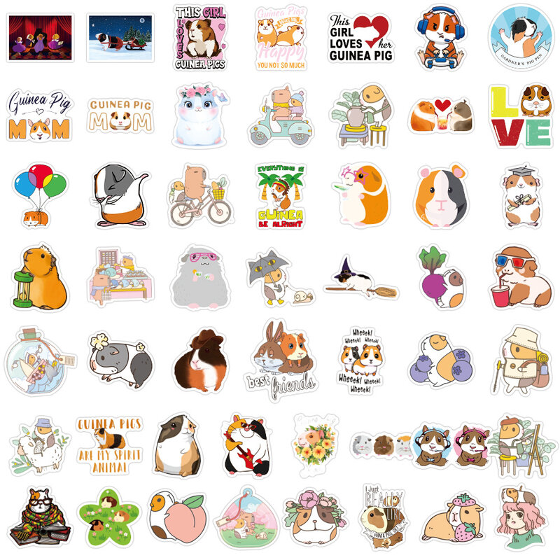 50/100Pcs Cute Cavia porcellus Animal Sticker Mixed Style Toys For Suitcase Laptop Bike Luggage Car Scooter Skateboard Sticker