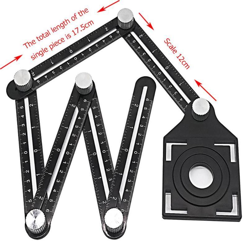 6-fold Aluminium Alloy Angle Ruler Finder Measuring Ruler Perforated Mold Template Tool Izer Locator Drill Guide Tile Hole