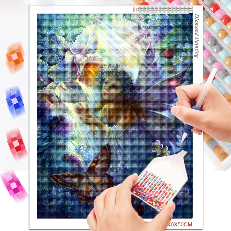 5D DIY Diamond Painting Beauty Fairy Fantasy Flower Elf Mosaic Embroidery Drill Cross Stitch Handicraft Rhinestone Home Decor