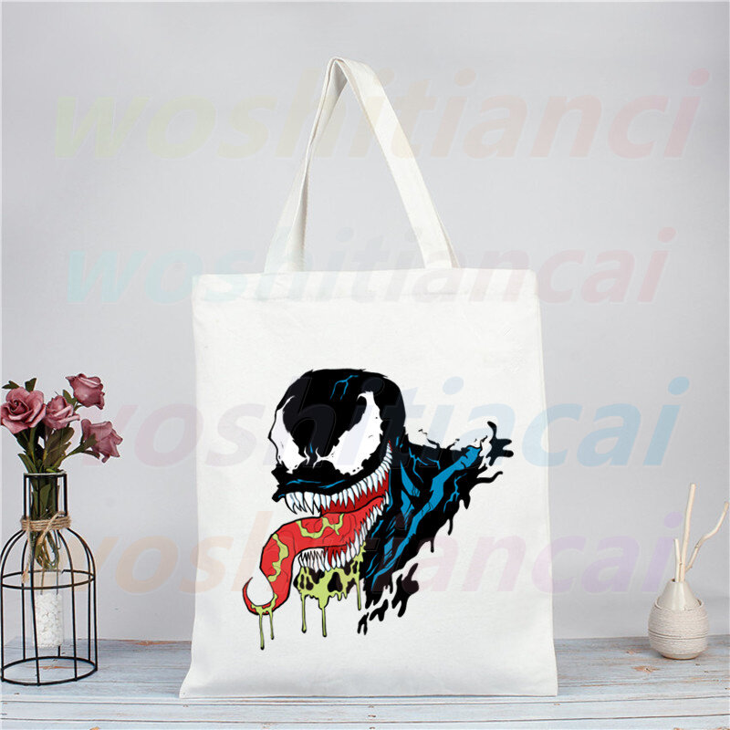 Anti-Hero ในการ์ตูน Symbiont ถุงช้อปปิ้ง Eco Canvas Shopper Bolsas De Tela Bag Shopping Reusable Sacolas