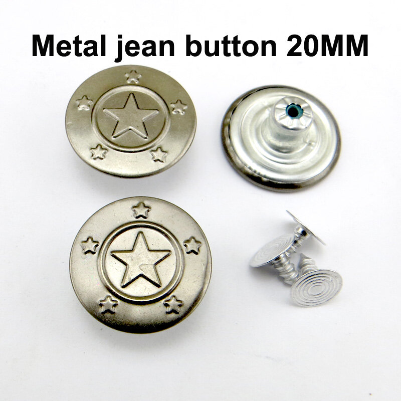 30 pçs misturadas calças de brim de metal para o botão 20mm costura acessórios de roupas calças se encaixa decoração JMB-023