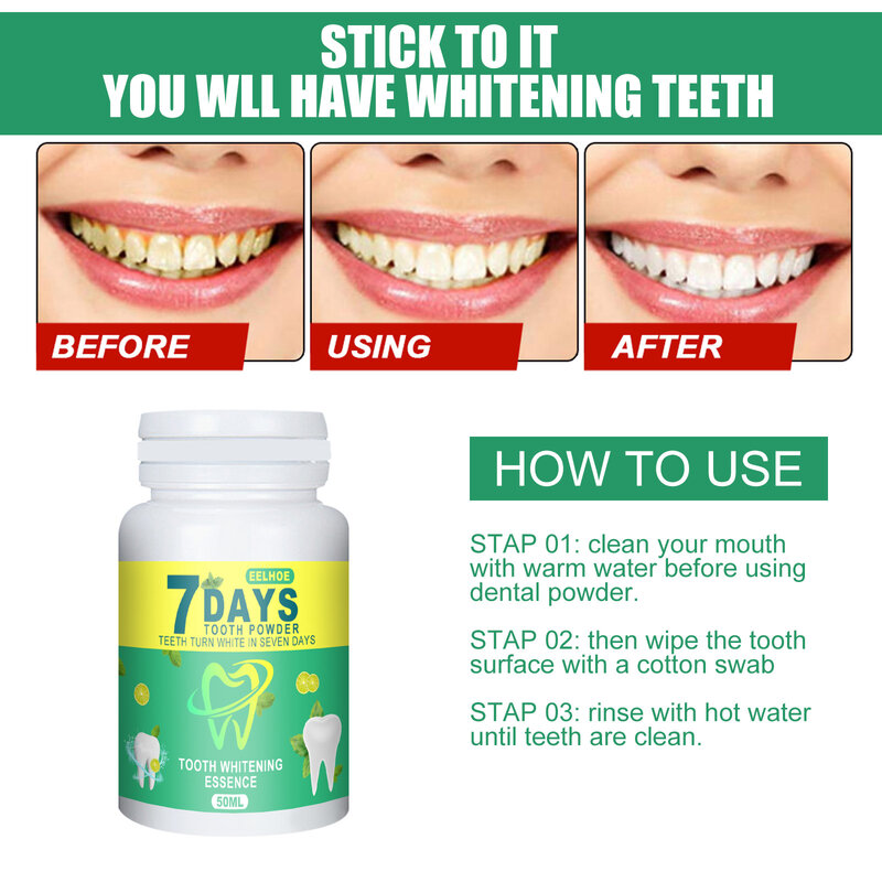 ฟันไวท์เทนนิ่งผงทำความสะอาดฟันยาสีฟันลบคราบจุลินทรีย์สด Breath Oral สุขอนามัยทันตกรรมฟัน Care