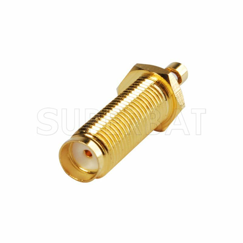 Conector de mampara hembra Superbat, engarce SMA de 50 Ohm, rosca larga con engarce de 17mm para Cable de 1,37 y 1,13mm
