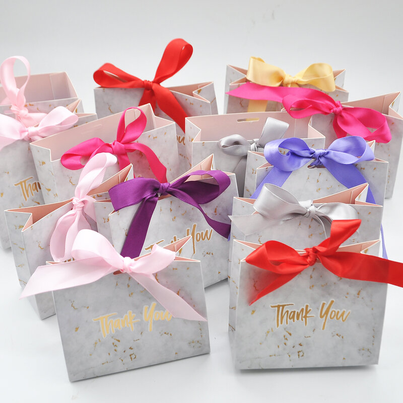 Mini sac cadeau créatif en marbre, boîte à faux cils, emballage en papier chocolat/boîtes à bonbons pour faveurs de mariage, vente en gros, 100/paquet
