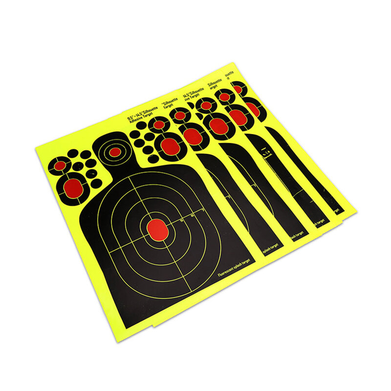 5 Buah 9.5*14.5 Inci Setengah Panjang Humanoid Berburu Menembak Target Kertas Neon Perekat Percikan Stiker