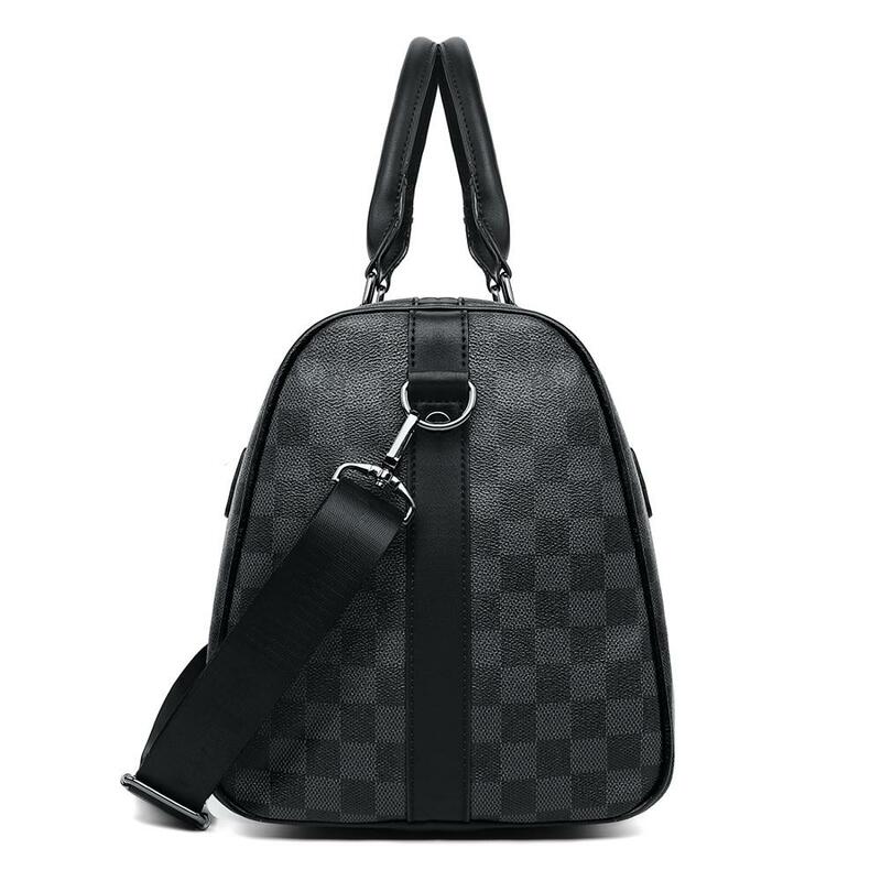 Vicunha polo clássico design xadrez dos homens bolsa de viagem de couro da marca homem de negócios saco durante a noite tote bags carry on bagagem
