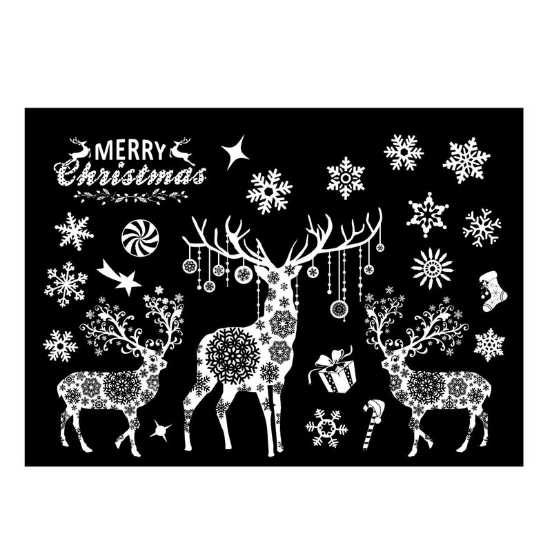 Christmas Snowflake Animal Window Stickers, Winter Party Decorations Stickers