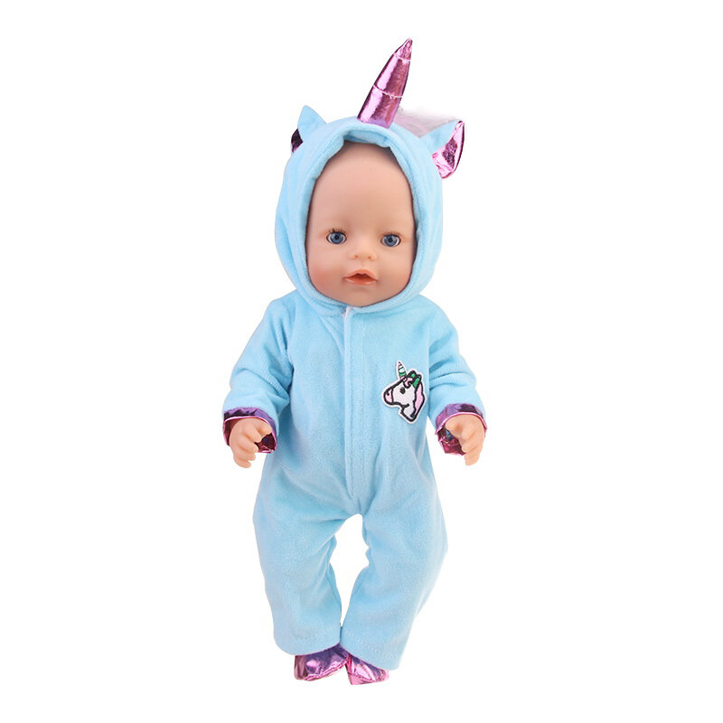 2 sztuk Unicorn Kitten ubranka dla lalki garnitur strój dla naszej generacji urodzony laleczka bobas Fit 18 cal 43cm lalki dziewczyny urodziny prezent