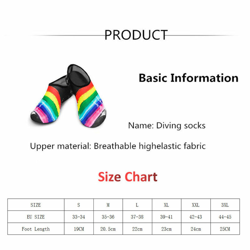 Chaussettes de natation pour homme et femme,chaussures d'eau, coloré, imprimée, de plage, de bord de mer, type pantoufle, d'été,