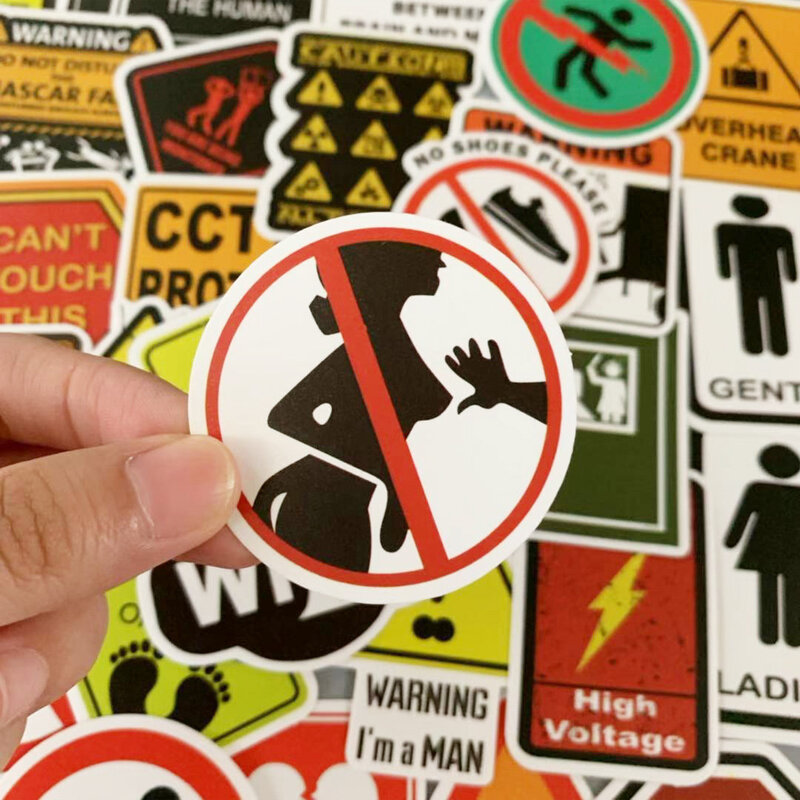 50Pcs Warning sign Stickers Waterproof Danger Banning Graffiti Skateboard Pad Car Laptop Snowboard Bicycle Luggage Decal sticker