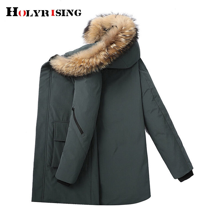 men parka hooded windproof warm chaquetas warm male overcoats fur collar slim zipper mid-length куртка outwear size 4xl 19711