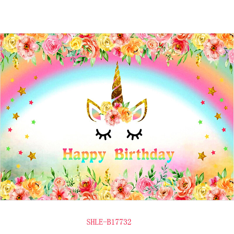 SHENGYONGBAO Unicorn Background For Photography Birthday Party Flower Balloon Baby  Photography Backdrop Photo Studio 210519-31