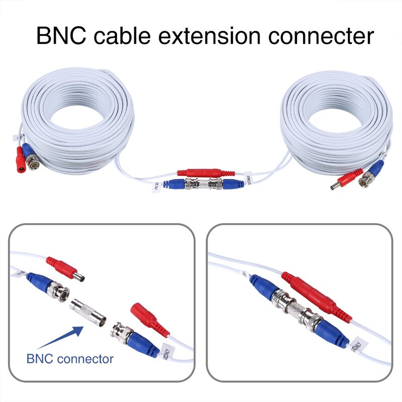 Cable de alimentación de vídeo con conector BNC y DC, 4 piezas, 18m, 60 pies, para 4 cámaras AHD, accesorios de sistema de videovigilancia