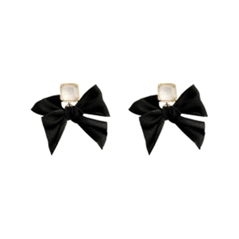 Neue Koreanische Süße Schmuck Schwarz Weiß Bowknot Weibliche Ohrringe Nette Stoff Spitze Bogen Mode Tropfen Ohrringe Kreative Schmuck Geschenk