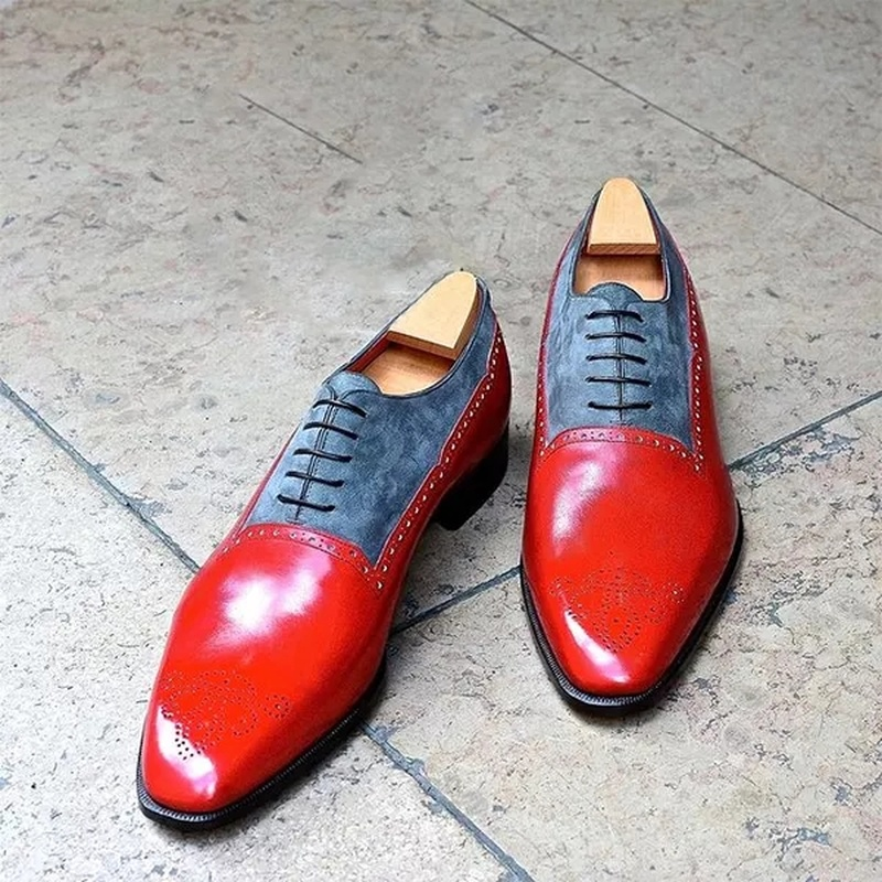 Sepatu Pria Pesta Berenda Sapatos Para Hombre Nyaman Klasik Musim Semi Musim Gugur Kantor Kulit PU Simpel Jari Kaki Bulat Campuran KZ306