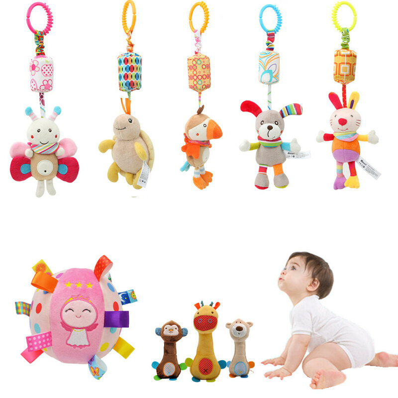 Speelgoed-cochecito de juguete de felpa para bebé recién nacido, sonajeros móviles, campana colgante de animales de dibujos animados, juguetes educativos para bebé de 0 a 12 meses