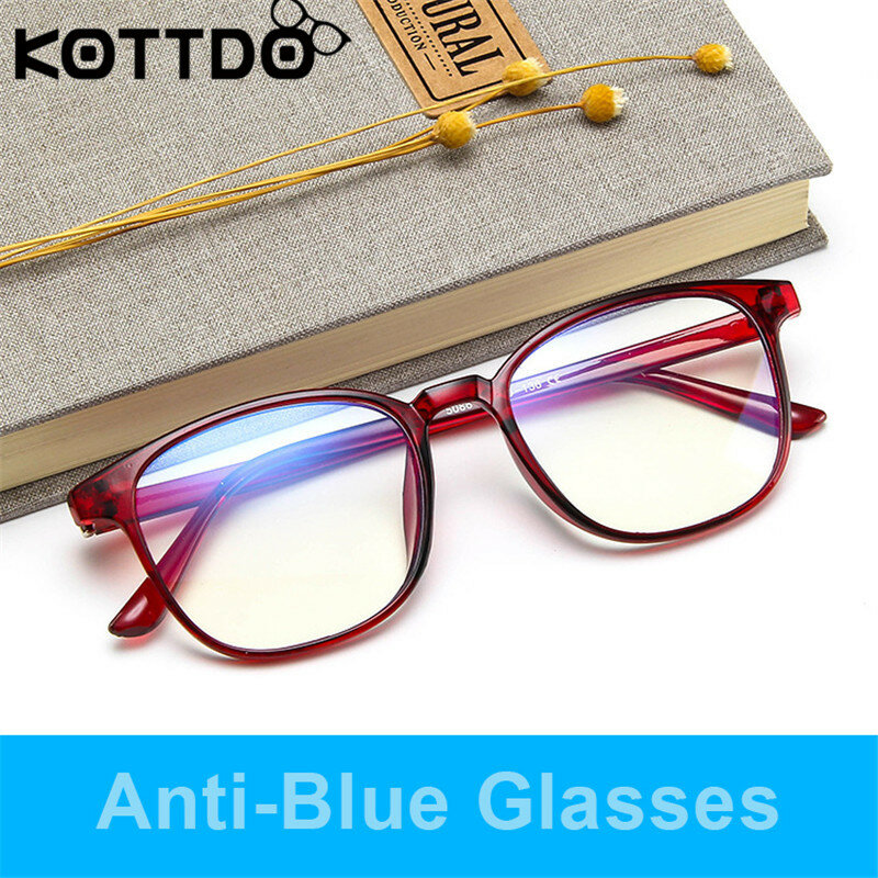 Kottdo Retro Mens Bril Frame Mode Computer Brillen Frame Vrouwen Anti-Blauw Licht Transparant Clear Roze Plastic Frame