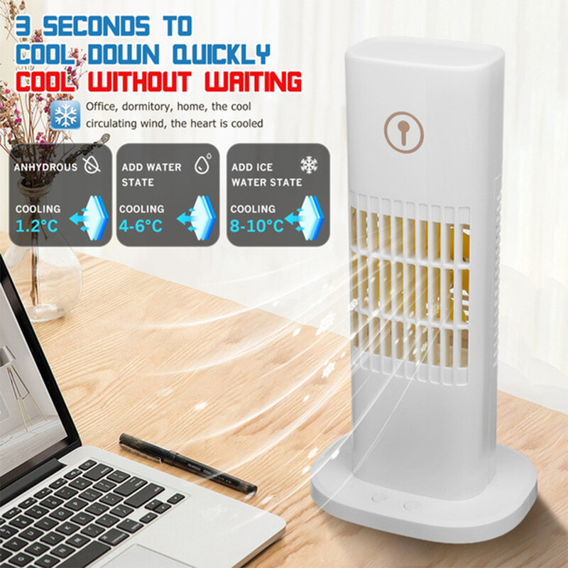 Ventilateur silencieux de 400ML, avec 3 Options de vitesse, refroidisseur d'air, humidificateur, purificateur de lumière, pour le bureau, pour la maison