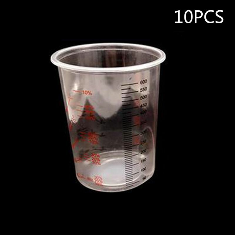 10Pcs Kunststoff Farbe Mischen Tassen 600ml Mischen Topf Farbe Mischen Kalibriert Tasse Set