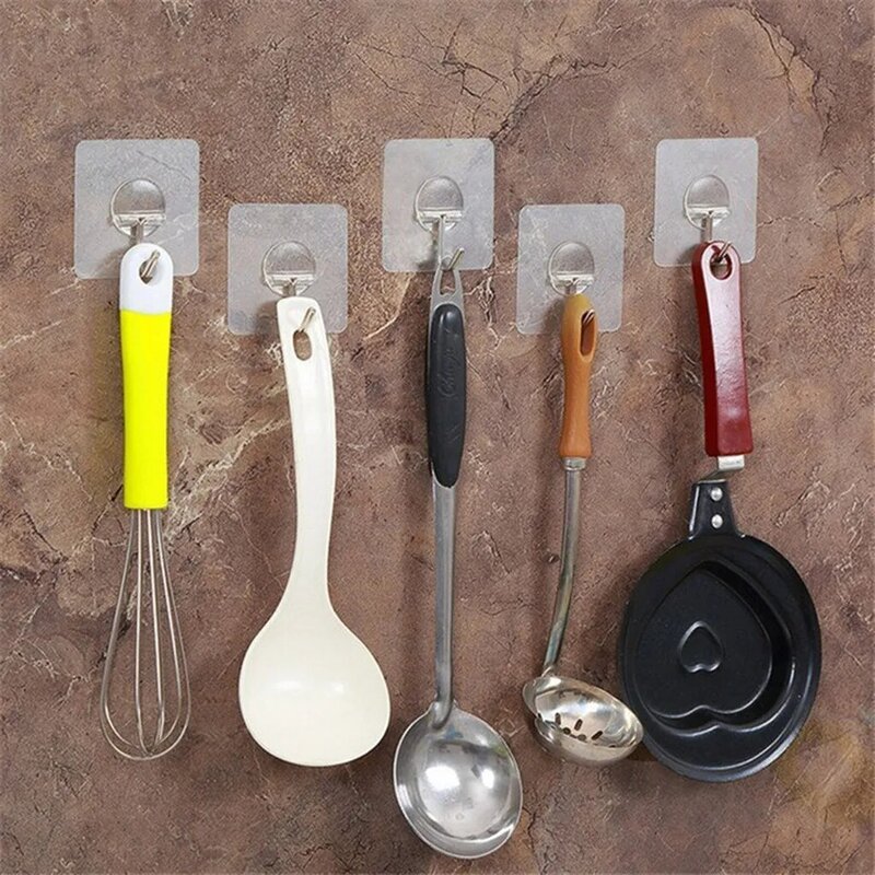 4/8Pcs Hooks Transparent Strong Self Adhesive Door Wall Hangers Hooks Suction Heavy Load Rack Cup Sucker for Kitchen Bathroom