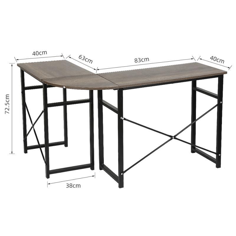 Table d'angle sur pied pour ordinateur portable, mobilier de bureau, moniteur, Table d'étude moderne, 123-103x40x72.5cm, HWC
