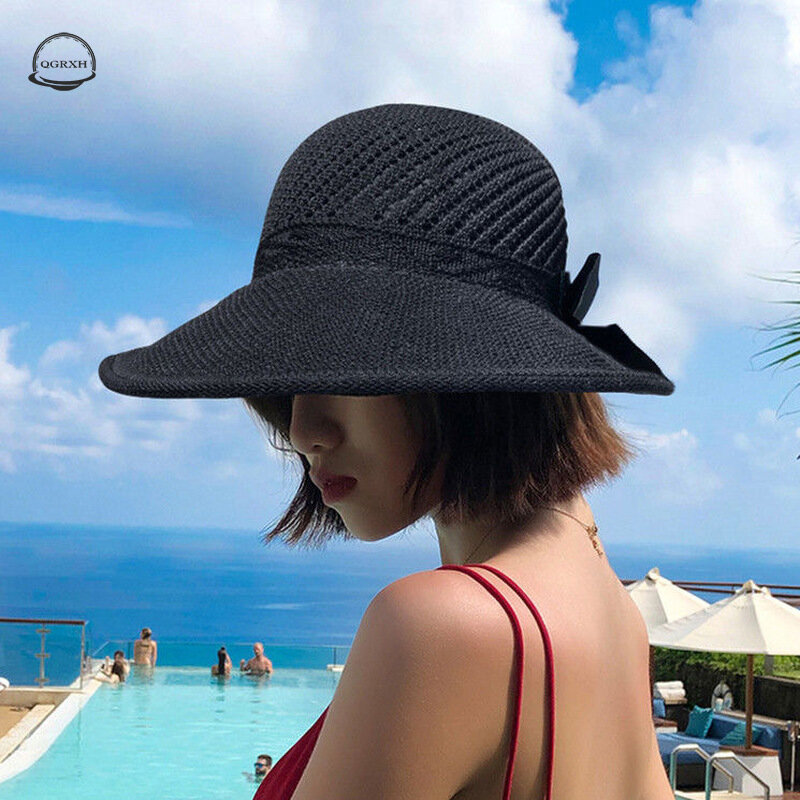 2020 여름 새로운 패션 빈 탑 태양 모자 여성 야외 외국 태양 그늘 들어 갔어 큰 가장자리 밀짚 모자 여행 휴가 해변 모자